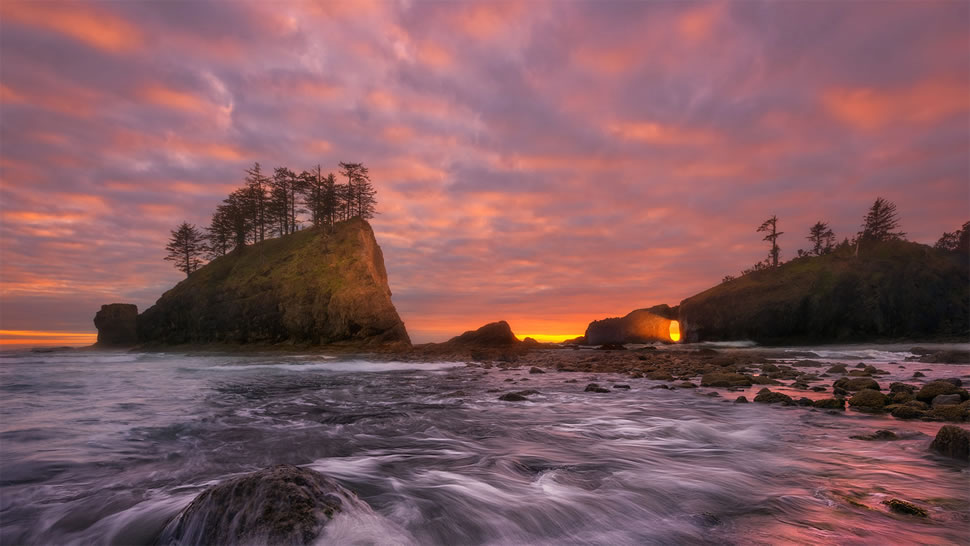 奥林匹克海岸国家海洋保护区的海岸线，美国华盛顿州 (© Chris Moore/Tandem Stills + Motion)