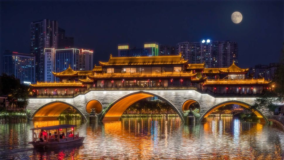 安顺桥中秋灯展，成都，中国 (© Philippe LEJEANVRE/Getty Images)