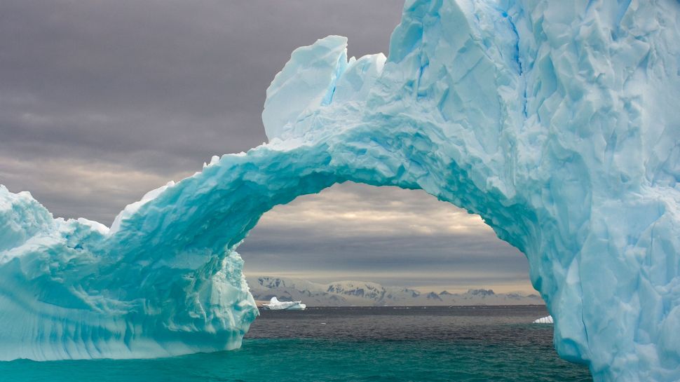 漂浮在南极半岛西部海域的拱形冰山, 南大洋 (© Steven Kazlowski/Nature Picture Library)