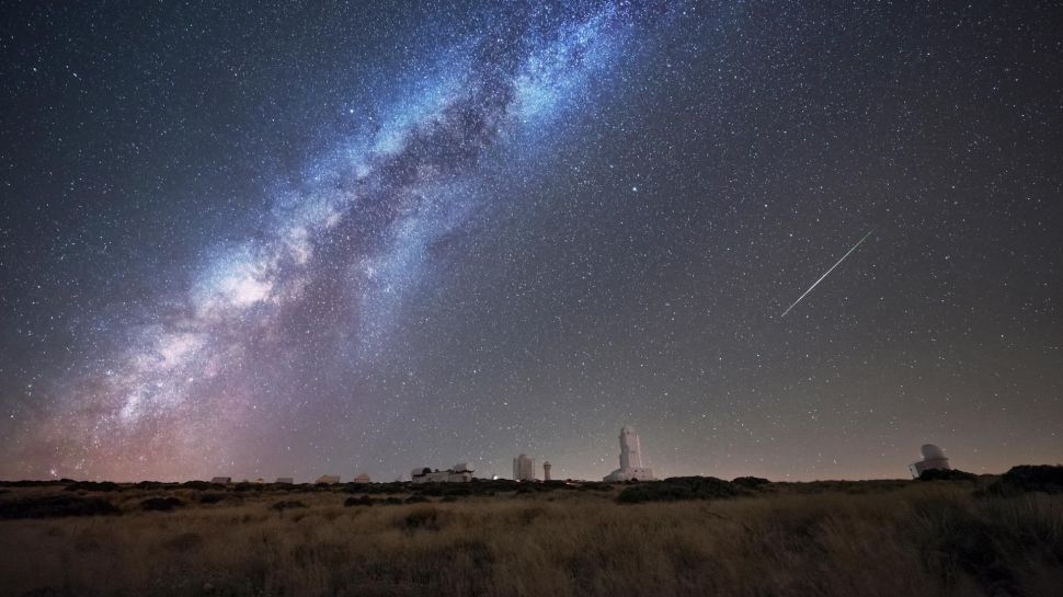 泰德天文台上空的英仙座流星，加那利群岛，西班牙 (© Westend61/Getty Images)