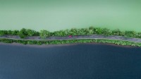 分隔两个湖泊的公路，苏格兰高地 (© Abstract Aerial Art/Getty Images)