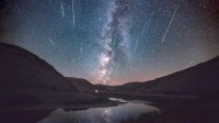 英仙座流星雨，白杨木峡谷州立公园，俄勒冈州，美国 (© Joshua Meador/Tandem Stills + Motion)