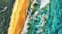 陆地与海洋的鸟瞰图，维多利亚州，澳大利亚 (© Nearmap/Getty Images)