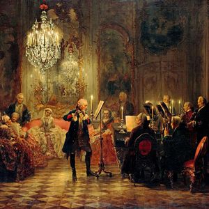 德国名画《笛子演奏会》，阿道夫·冯·门采尔作品，世界名画