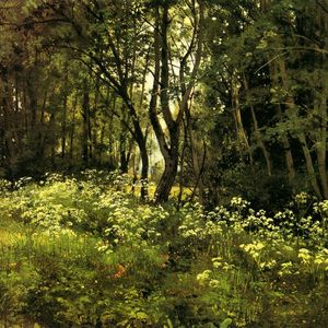 俄国名画《林边野花》，伊凡·伊凡诺维奇·希施金作品，世界名画